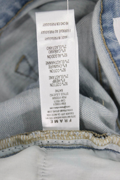 Frame Women Boyfriend Cropped Jeans Light Blue Mid Rise Inseam 24 Size 28