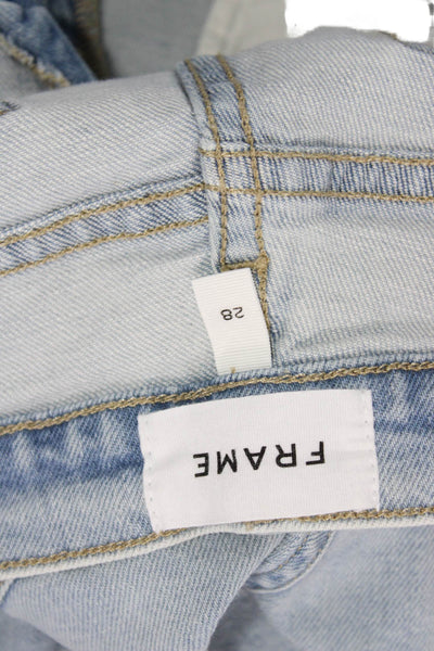 Frame Women Boyfriend Cropped Jeans Light Blue Mid Rise Inseam 24 Size 28