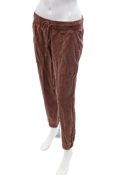Bella Dahl Womens Cropped Jogger Pants Brown Tencel Cotton Size M