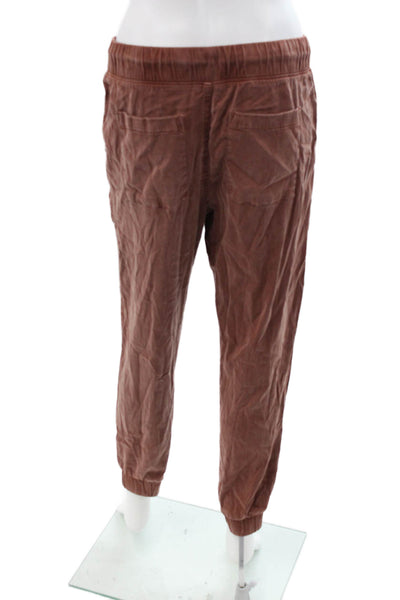 Bella Dahl Womens Cropped Jogger Pants Brown Tencel Cotton Size M