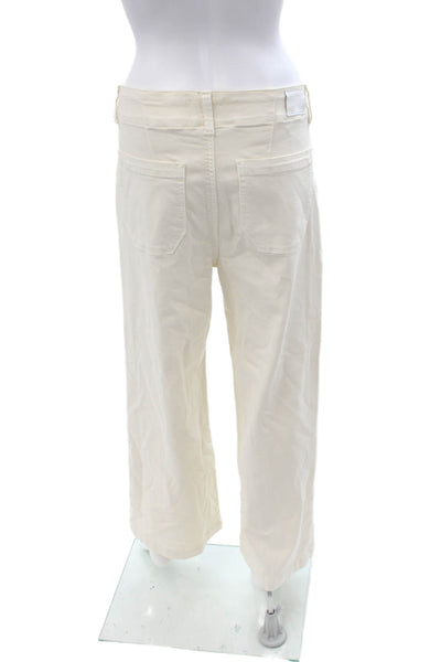 Paige Women Cropped Chino Pants White Button Closure Size 28