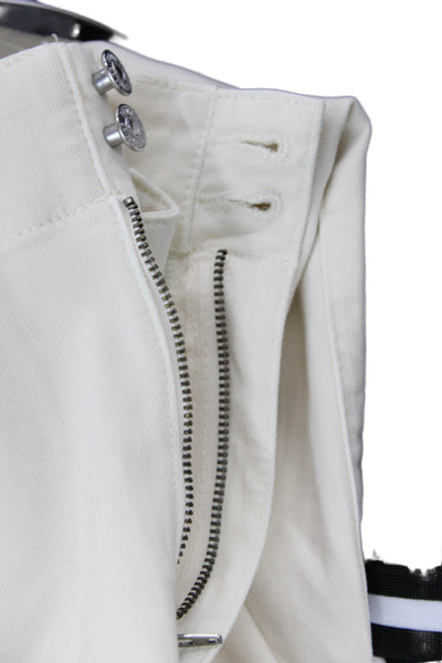 Paige Women Cropped Chino Pants White Button Closure Size 28