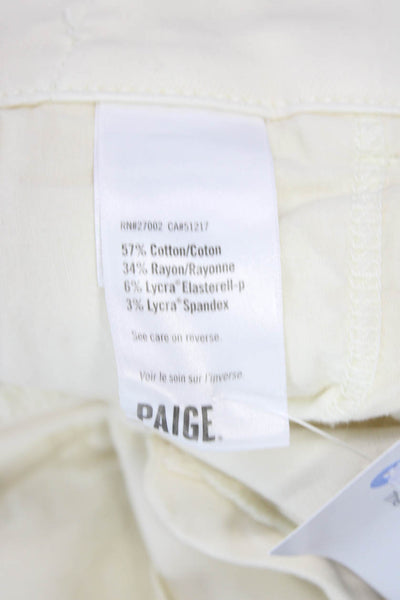 Paige Women Cropped Chino Pants White Button Closure Size 28