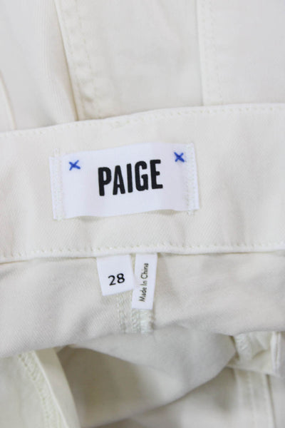 Paige Women Cropped Chino Pants White Button Closure Size 28