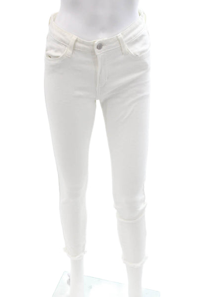 Just Black Women Ankle Skinny Jeans White Button Size 27