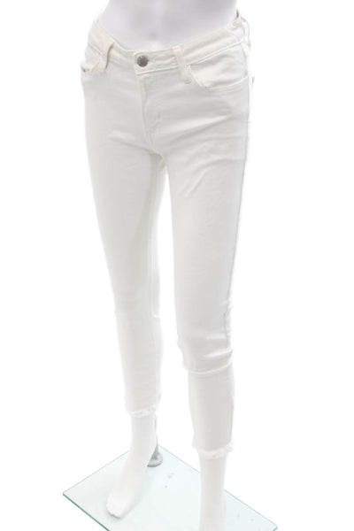 Just Black Women Ankle Skinny Jeans White Button Size 27