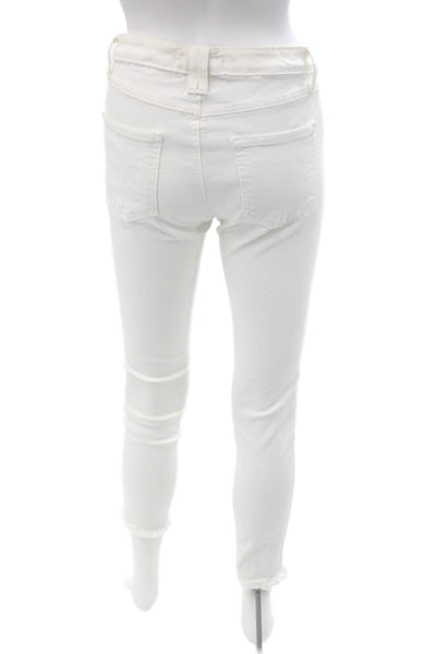 Just Black Women Ankle Skinny Jeans White Button Size 27