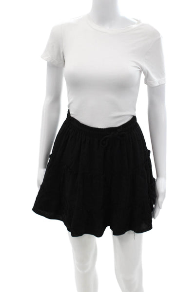 Paper Moon Women A-Line Peasant Knee Length Skirt Black Size S