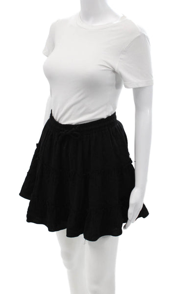 Paper Moon Women A-Line Peasant Knee Length Skirt Black Size S