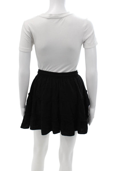 Paper Moon Women A-Line Peasant Knee Length Skirt Black Size S