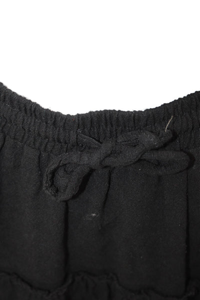 Paper Moon Women A-Line Peasant Knee Length Skirt Black Size S