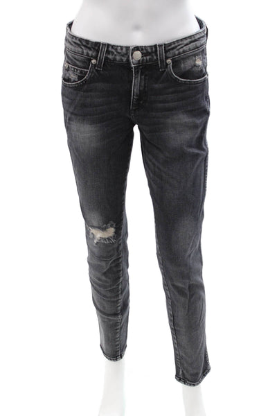 Amo Womens Dark Gray Cropped Ankle Jeans Mid Rise Button Fly 90s Size 27