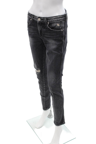 Amo Womens Dark Gray Cropped Ankle Jeans Mid Rise Button Fly 90s Size 27