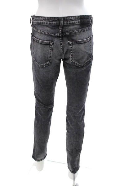 Amo Womens Dark Gray Cropped Ankle Jeans Mid Rise Button Fly 90s Size 27