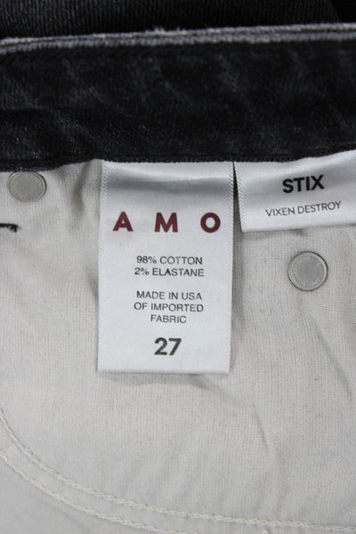Amo Womens Dark Gray Cropped Ankle Jeans Mid Rise Button Fly 90s Size 27