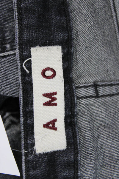 Amo Womens Dark Gray Cropped Ankle Jeans Mid Rise Button Fly 90s Size 27