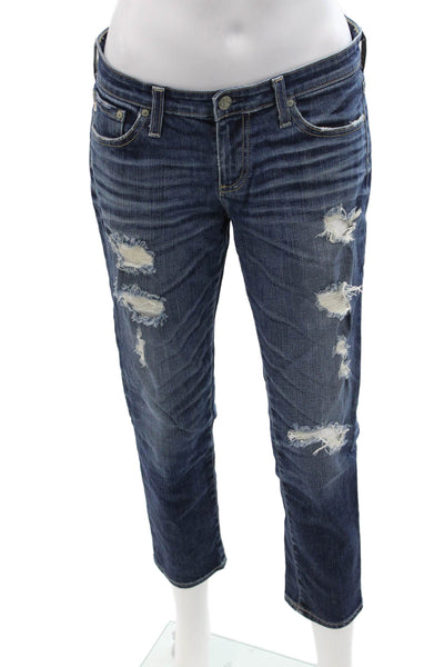 Adriano Goldschmied Womens Boyfriend Cropped Dark Blue Jeans Size 28