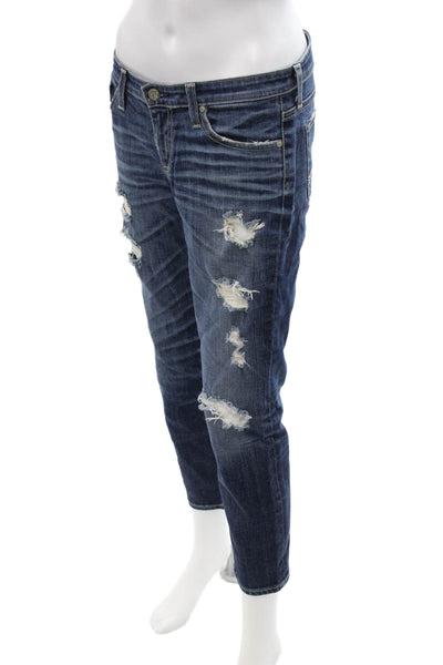 Adriano Goldschmied Womens Boyfriend Cropped Dark Blue Jeans Size 28