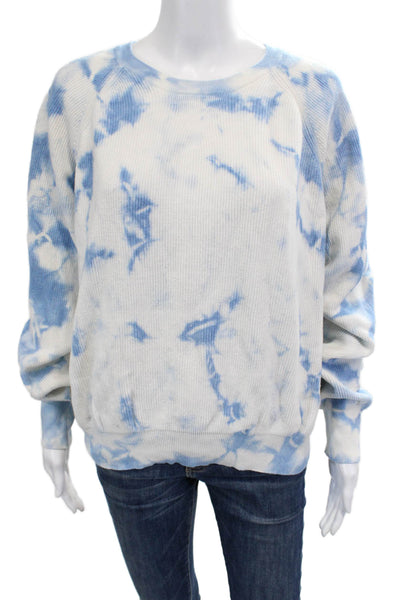 Aqua Womens White Pullover Sweatshirt Long Sleeve Organic Cotton 90s Size L