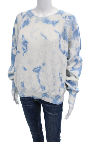 Aqua Womens White Pullover Sweatshirt Long Sleeve Organic Cotton 90s Size L