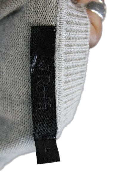 Raffi Womens Pullover Gray Cotton Round Neck Long Sleeve Drawstring Size L