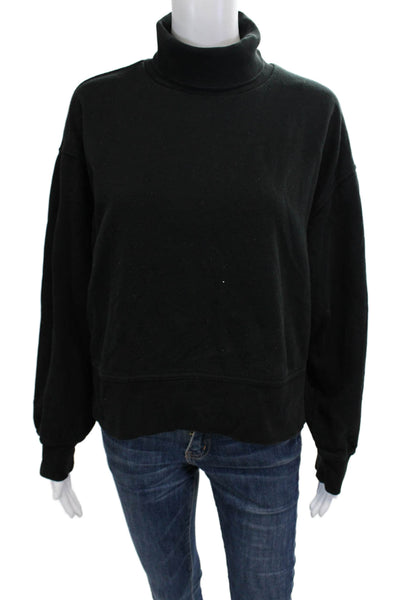 Zara Women Pullover Sweatshirt Black Turtleneck Long Sleeve Cotton Size L
