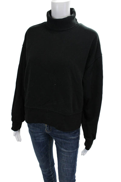 Zara Women Pullover Sweatshirt Black Turtleneck Long Sleeve Cotton Size L