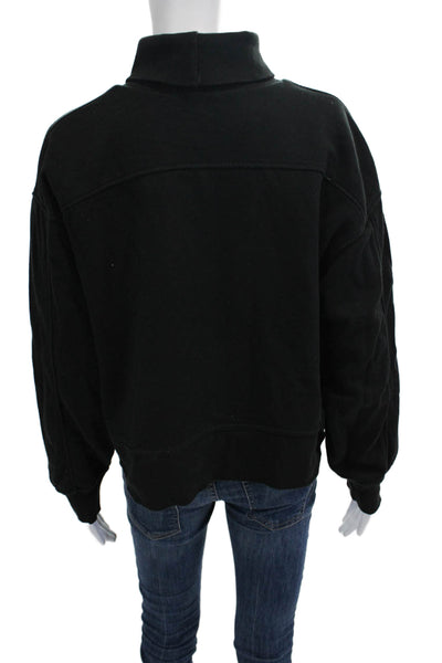 Zara Women Pullover Sweatshirt Black Turtleneck Long Sleeve Cotton Size L