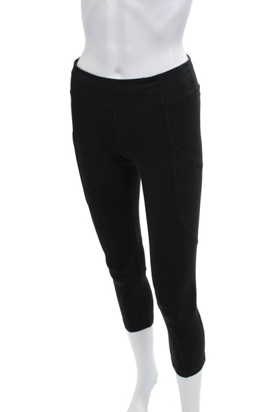 Lululemon Women Capri Cropped Leggings Black Nylon Zip Size S
