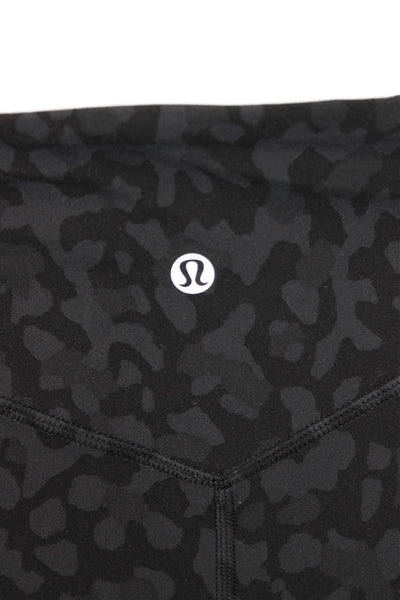 Lululemon Womens Ankle Cropped Animal Print Black Nylon Leggings Size S