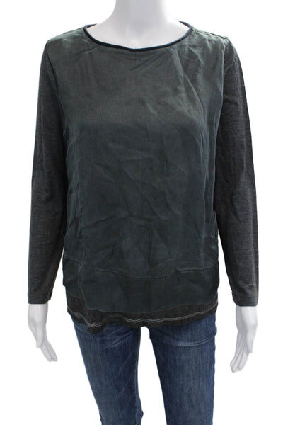 Fabiana Filippi Women Jersey Rayon Long Sleeve Blouse Dark Gray Size S