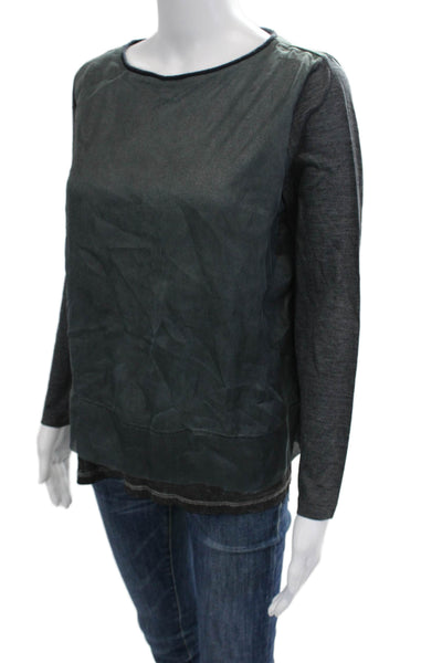 Fabiana Filippi Women Jersey Rayon Long Sleeve Blouse Dark Gray Size S