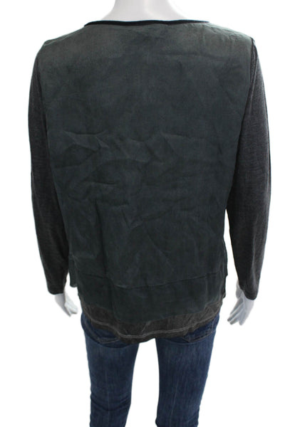 Fabiana Filippi Women Jersey Rayon Long Sleeve Blouse Dark Gray Size S