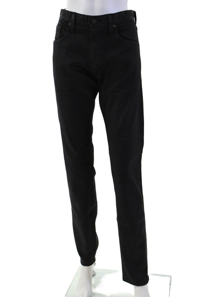 Adriano Goldschmied Mens Straight Jeans Black Denim Mid Rise Button Size 30
