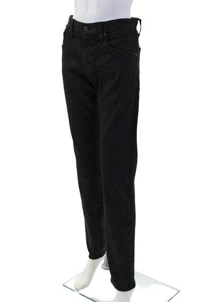 Adriano Goldschmied Mens Straight Jeans Black Denim Mid Rise Button Size 30