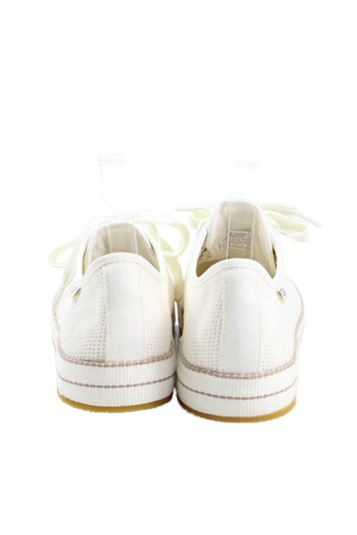 Ugg Womens Low Top Lace Up Woven Claudi Sneakers White Size 11