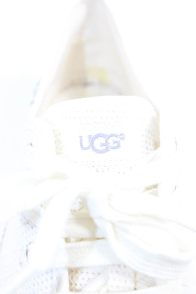 Ugg Womens Low Top Lace Up Woven Claudi Sneakers White Size 11