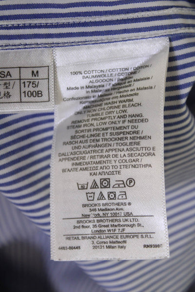 Brooks Brothers Mens Point Collar Striped Cotton Dress Shirt Size M