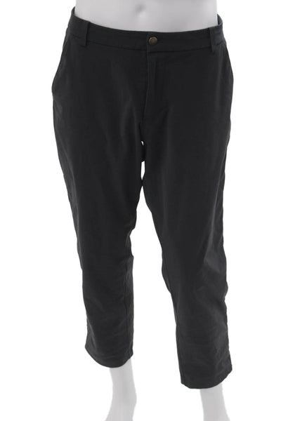 Lululemon Women Black Cropped Ankle Pants Button Cotton Blend Size 34