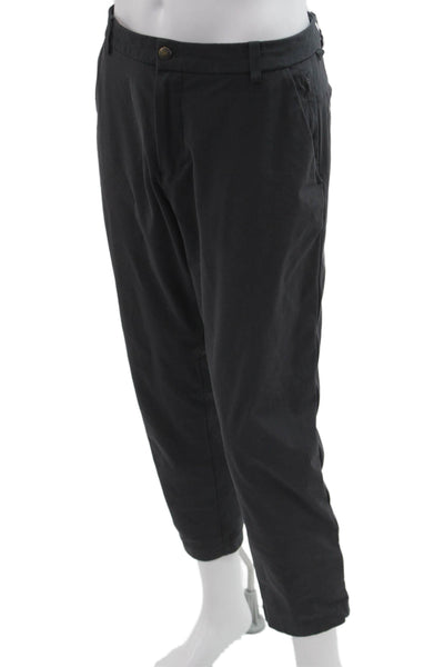 Lululemon Women Black Cropped Ankle Pants Button Cotton Blend Size 34