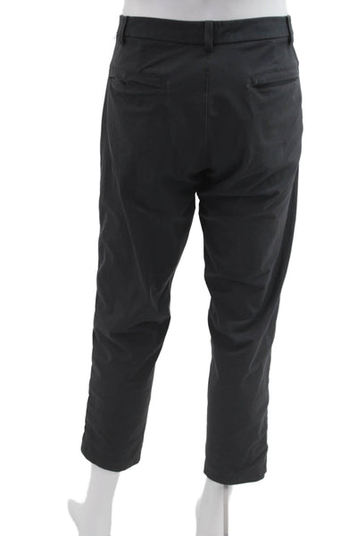 Lululemon Women Black Cropped Ankle Pants Button Cotton Blend Size 34