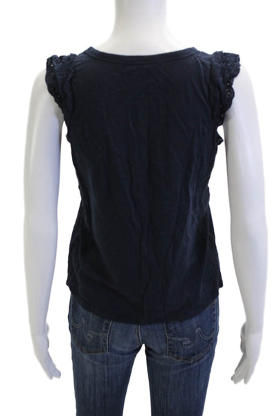Banana Republic Womens Dark Blue Basic Sleeveless Tank Round Neck Size XS