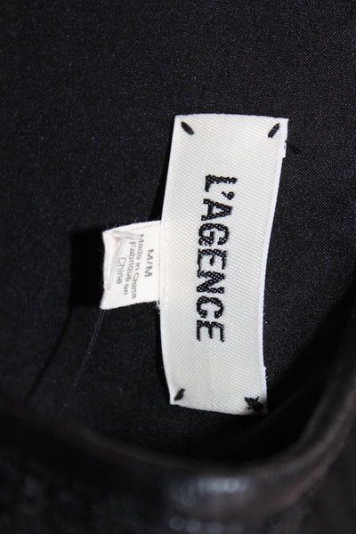 L Agence Women Black Sleeveless Shift Tank Dress Button Round Neck Size M