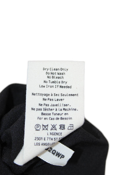 L Agence Women Black Sleeveless Shift Tank Dress Button Round Neck Size M