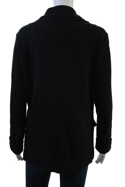 Jones New York Women Military Jacket Black Cotton Button Long Sleeve Size M