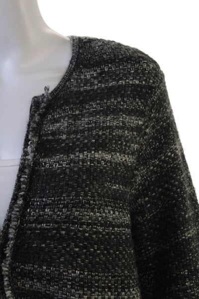Joie Womens Classic Black Wool Blend Zip Round Neck Long Sleeve Jacket Size M