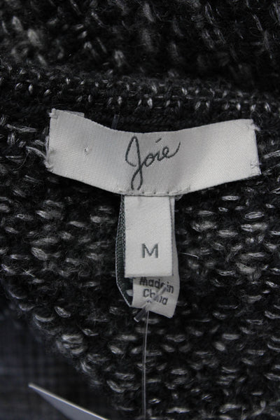Joie Womens Classic Black Wool Blend Zip Round Neck Long Sleeve Jacket Size M
