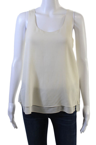 Vince Womens Basic Tank Beige Silk Spandex Petite Size S