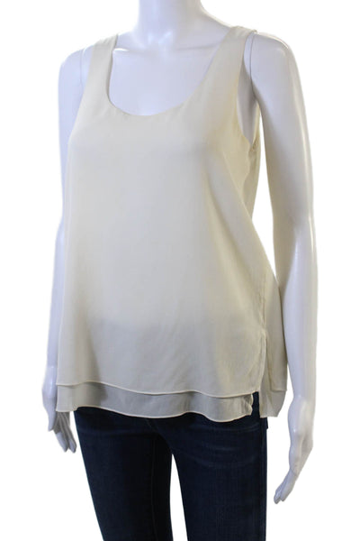 Vince Womens Basic Tank Beige Silk Spandex Petite Size S