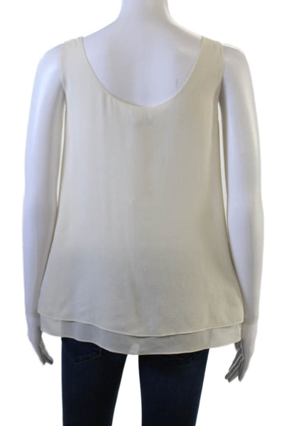 Vince Womens Basic Tank Beige Silk Spandex Petite Size S